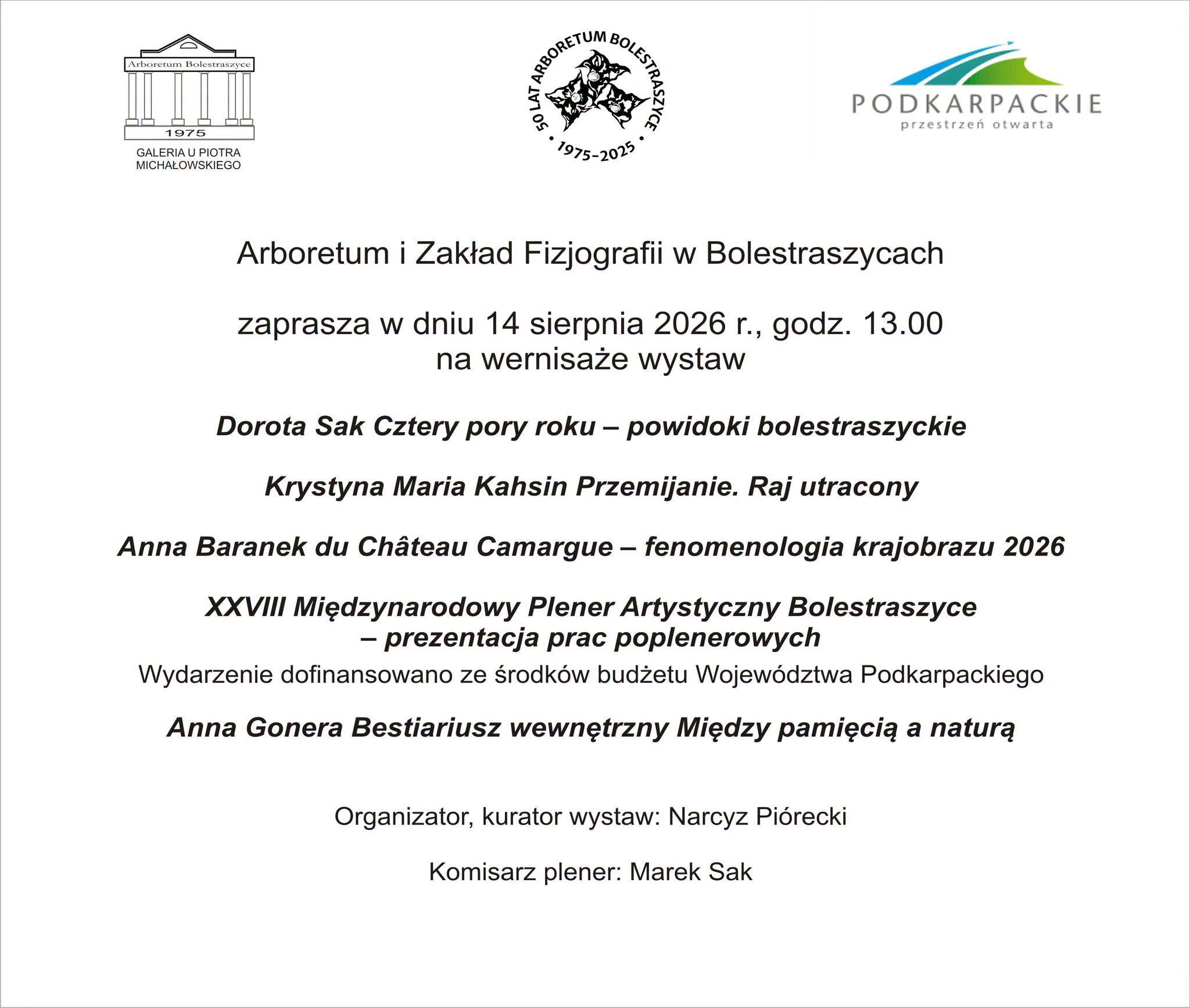 Zaproszenie na wernisaże wystaw